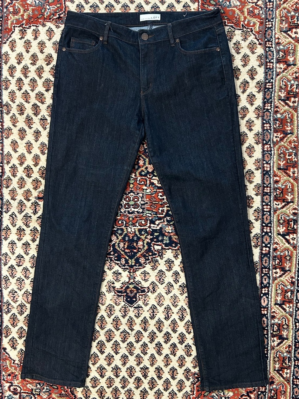 LOFT Curvy Straight Jeans Dark Wash 10 30